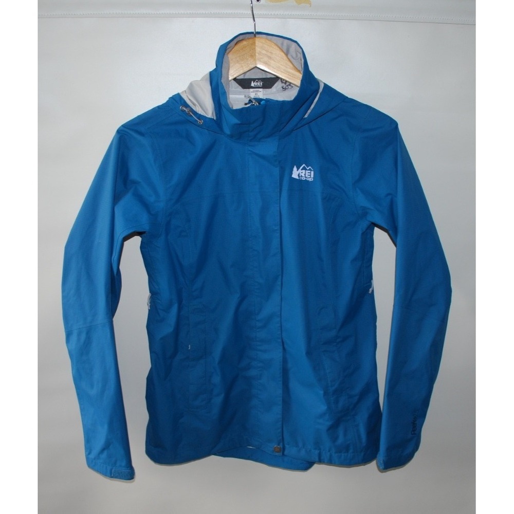 REI Co‑op Women's XS Peak 2.5L Waterproof Hooded Jacket Blue – Used, Marked